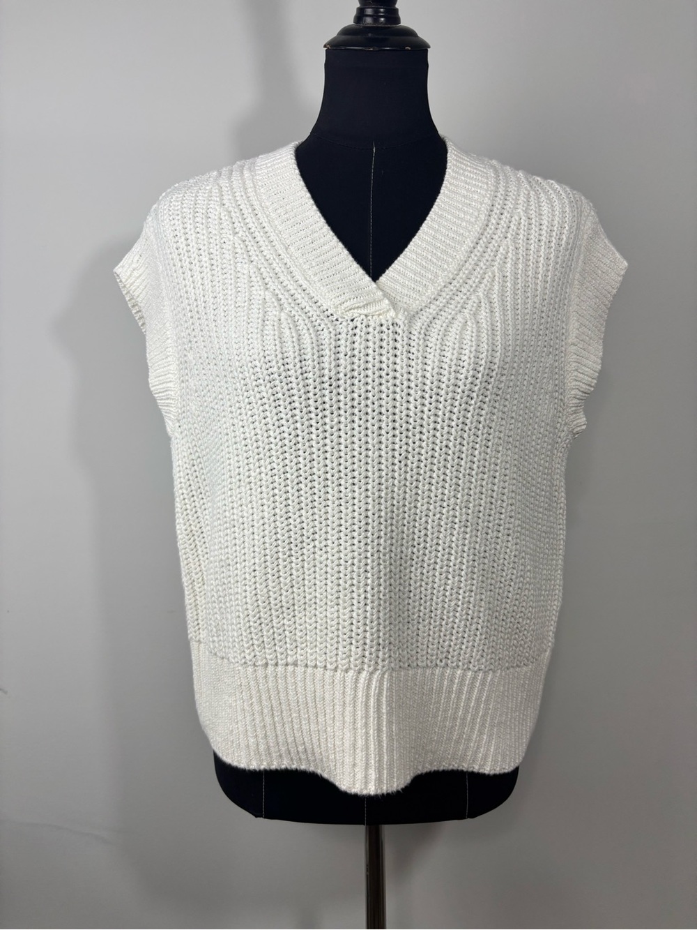 Haven Well Within Small Organic Cotton Linen Shaker Stitch V-Neck Sweater Vest